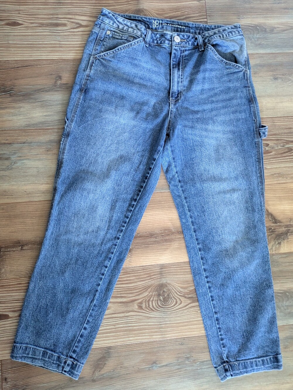 NOBO No Boundaries Medium Wash High Rise Cargo Denim Jeans 15